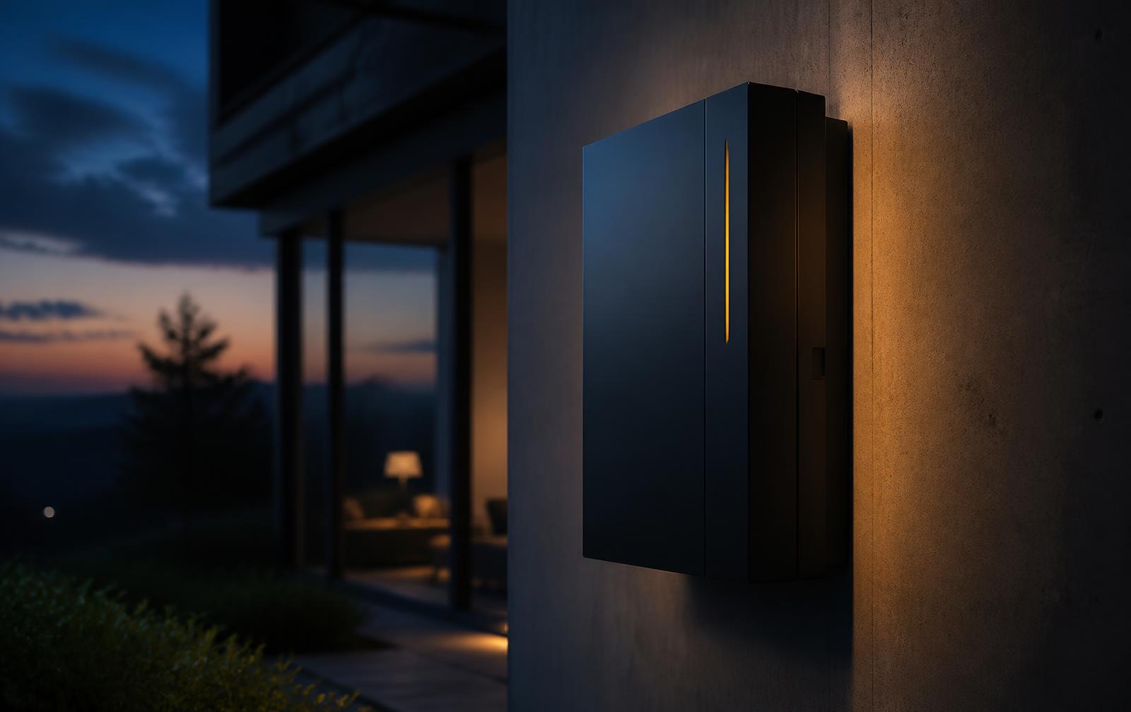 A wall-mounted battery storage cabinet